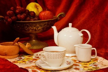 Tea service on the table