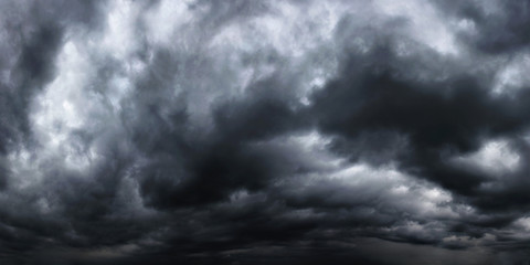 Naklejka na ściany i meble Dramatic dark stormy sky with rain clouds as background