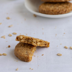 Healthy homemade oat biscuit. Crunchy sweet snack