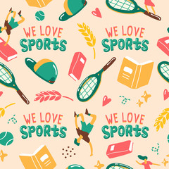 Back to School elements on pastel background : Seamless Pattern : Vector Illustration