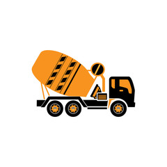 Concrete mixer truck icon vector