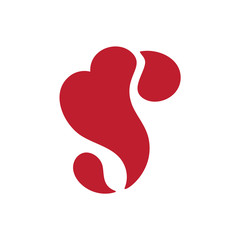 Vector Vintage Cute letter S. Calligraphy element logo Valentine Hand drawn heart sign for page decoration and design illustration. Love wedding card or invitation