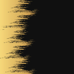 Golden grunge brush strokes textured frame. Chinese paintbrush stripes border. Gold torn distressed background.