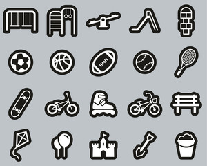Playground Or Park Icons White On Black Sticker Set Big