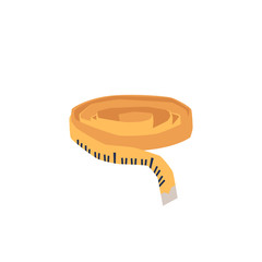 Yellow body measure tape roll isolated on white background