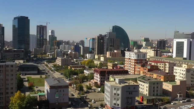 Aerial Mongolia Ulaanbaatar September 2019 Sunny Day 4K Mavic Pro  Aerial video of downtown central Ulaanbaatar in Mongolia on a beautiful sunny day.