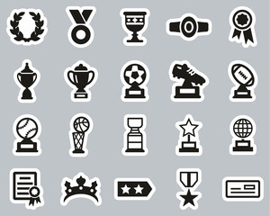 Prize Or Trophy Icons Black & White Sticker Set Big