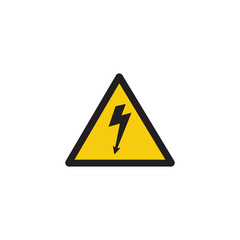High voltage danger sign with lightning bolt arrow inside yellow triangle