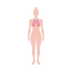Fototapeta premium Human lungs sign or symbol on female figure shape, vector illustration isolated.