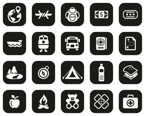 Fototapeta premium Refugees & Migrants Icons White On Black Flat Design Set Big