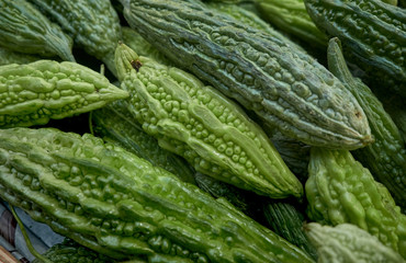 fresh cucumbers for sale at farmers market