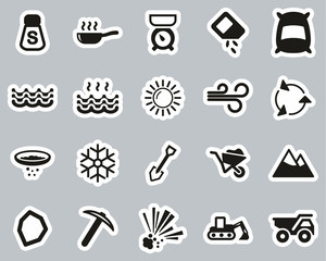 Salt & Salt Mining Icons Black & White Sticker Set Big