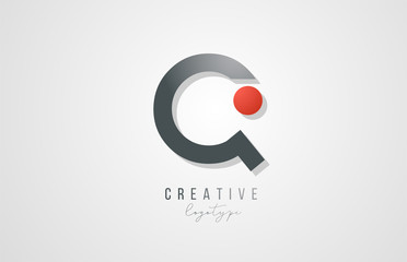 letter Q logo alphabet icon design template elements in grey and red for business