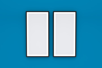 3D Rendering of Vertical Blank Photo Frame on White