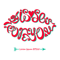 Vector illustration with the image of a kiss of lips on a white background. logo. vector