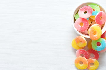 Fototapeta na wymiar Candy or sweet assortment of many colors