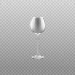 Empty glass wine glass on high leg realistic vector illustration isolated.