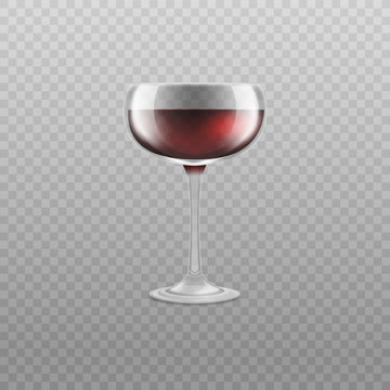 Wine or other alcohol beverage flat rounded glass realistic vector illustration isolated.