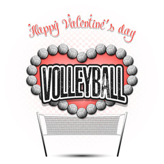Happy Valentines Day. Heart made of volleyball balls