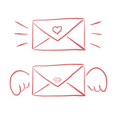 Valentines Day Vector Envelope hand drawing cards - handmade calligraphy. scalable and editable vector illustration.