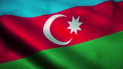 Azerbaijan flag waving in the wind. National flag of Azerbaijan. 3d illustration