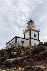 the old lighthouse on the island of Santorini, on Cape foros, which offers a beautiful view of the entire island of Santorini and the Caldera