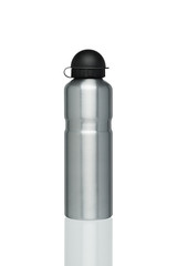 Metal bottle for water. Isolate on a white background.