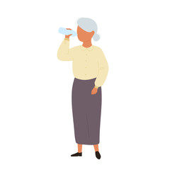 Old woman drinking water from bottle
