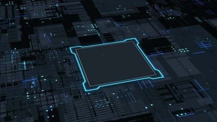 futuristic abstract electronic circuit with a cpu and text 5G, concept of fast network speed and new technology (3d render) - Powered by Adobe