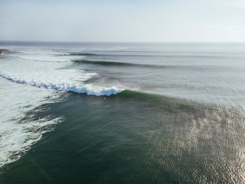 Indonesia, East Java, Aerial view of surfers at G-Land