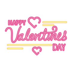 happy valentines day lettering with hearts decoration vector illustration design