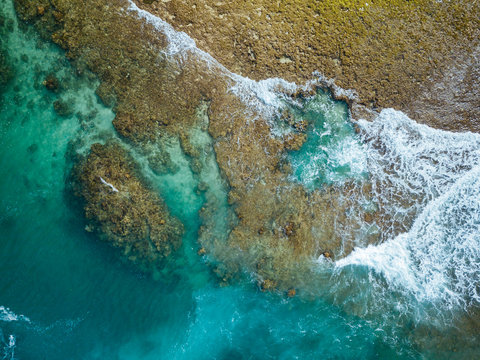 Indonesia, Sumbawa, Aerial view of reef