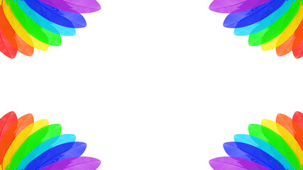 Frame of colored feathers