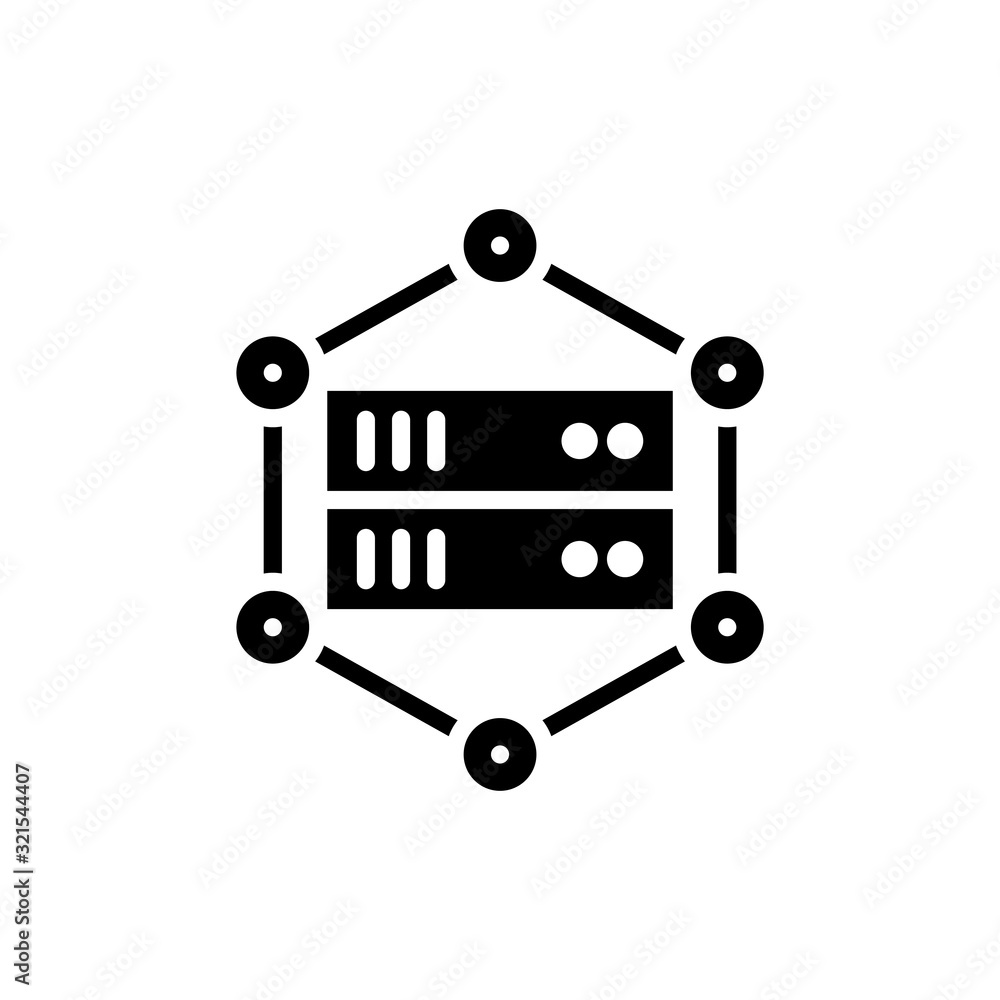 Poster network server vector icon style illustration data science eps