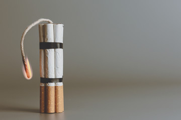 Cigarette like time bomb.Cigarettes is addictive to be cancer.smoking reduction campaign in World...