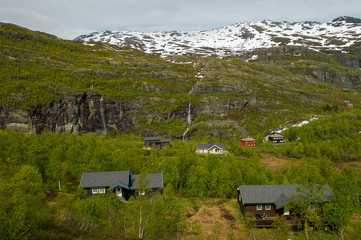 Snowy landscapes of the Vossevangen mountains in Norway