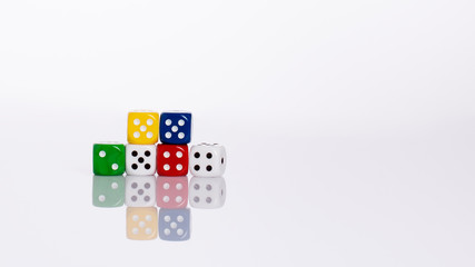 six colorful cubes stand on top of each other