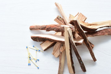 Dry firewood from the mountains for campfire