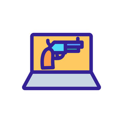 Laptop gun selling icon vector. Thin line sign. Isolated contour symbol illustration