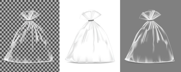 Transparent foil or paper packaging. Sachet for bread, coffee, sweets, cookies and gift