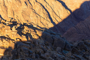 Egypt. Mountain Sinai in the morning at sunrise. (Mount Horeb, Gabal Musa, Moses Mount). Pilgrimage place and famous touristic destination.