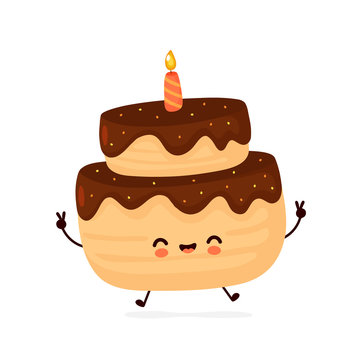 Cute happy layered birthday party cake