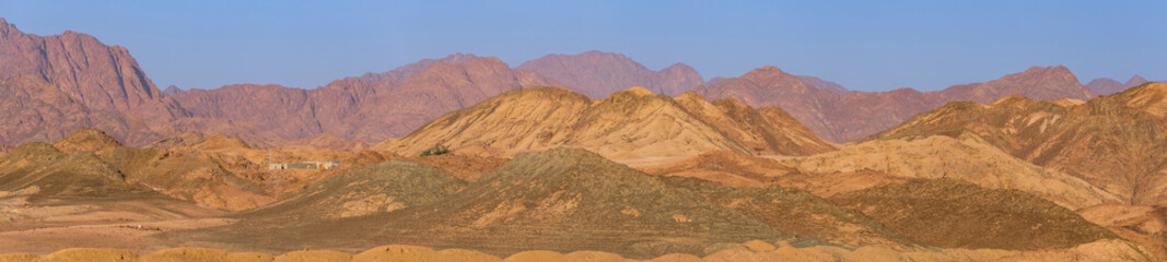 Egypt. Desert and mountains of the Sinai Peninsula. Sands, dunes, rocks and gorges. Promised land.