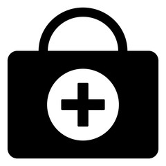 Obraz premium gz715 GrafikZeichnung - german - Medizinkoffer Symbol - english - medicine, health / medical bag / first aid kit box icon. - simple template - button - square xxl g9013