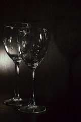 Stylish glass goblets for an evening party or holiday. Items that create a romantic atmosphere