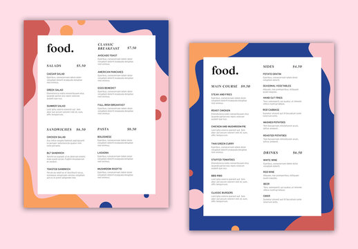 Menu Layout with Colorful Abstract Border