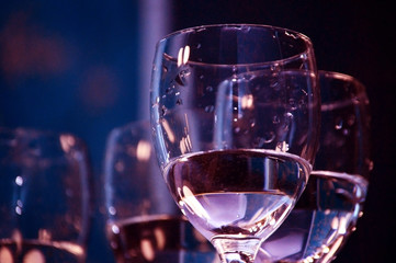 Stylish glass goblets for an evening party or holiday. Items that create a romantic atmosphere
