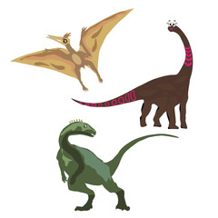 set of flat dinosaurs three icons isolated on white background vector illustration © ТаtyanaGG
