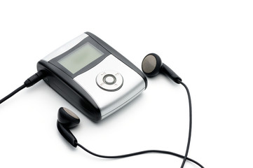 Vintage digital music player on a white background