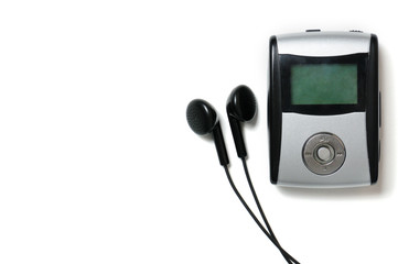 Vintage digital music player on a white background